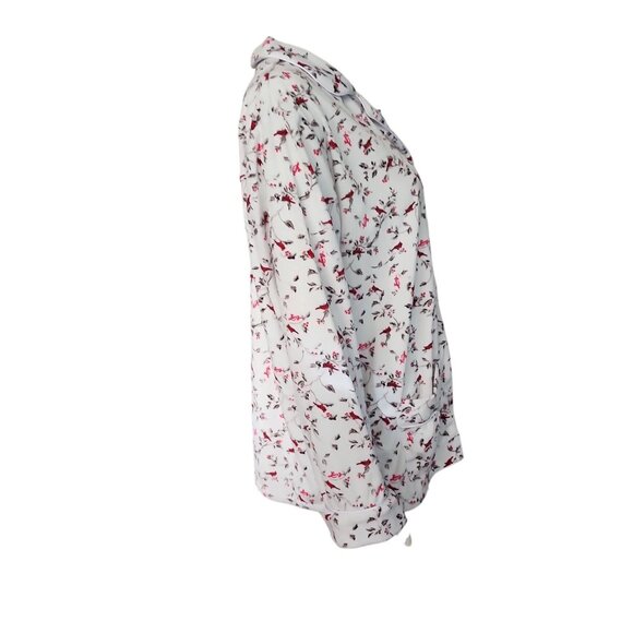 Lanz of Salzburg Pajama Top Womens Size M Medium White Red Bird Cardinal Soft - Picture 5 of 7